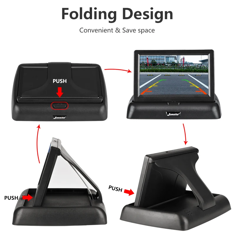 Vtopek 4.3 Inch TFT LCD Car Monitor Foldable HD Display Reverse Image Camera Parking System for Auto Rearview Monitors NTSC | Автомобили и