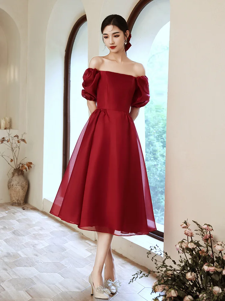 Сетчатое атласное лоскутное платье Ципао с пышными рукавами без бретелек