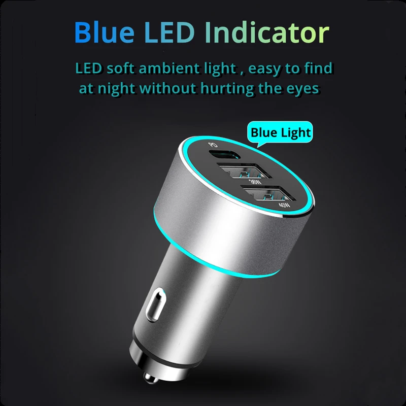 Металлическое быстрое автомобильное зарядное устройство PPS PD QC 3 USB 76 Вт для iPhone 12