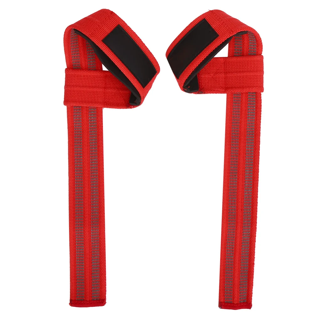 

1 Pair Red Weight Lifting Straps Padded Wrist Support Non-Slip Powerlift Bodybuilding Power-assisted Deadlift Pull-ups Grip Belt