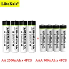4 шт., перезаряжаемые батарейки Liitokala 1,2 в AA 2500 мАч Ni-MH + 4 шт. AAA 900 мАч для термопистолета, батареи для пульта дистанционного управления мышью