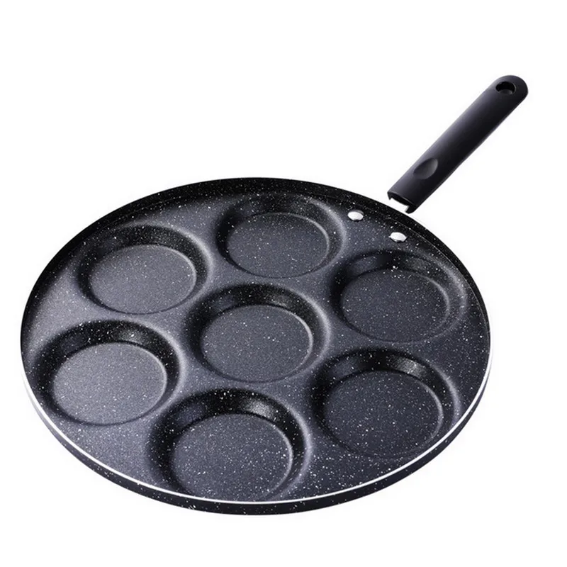 

Multifunctional Household Black Seven-hole Nonstick Pan Practical Omelette Pancakes Egg Dumpling Hamburg Mould Pancake Pan