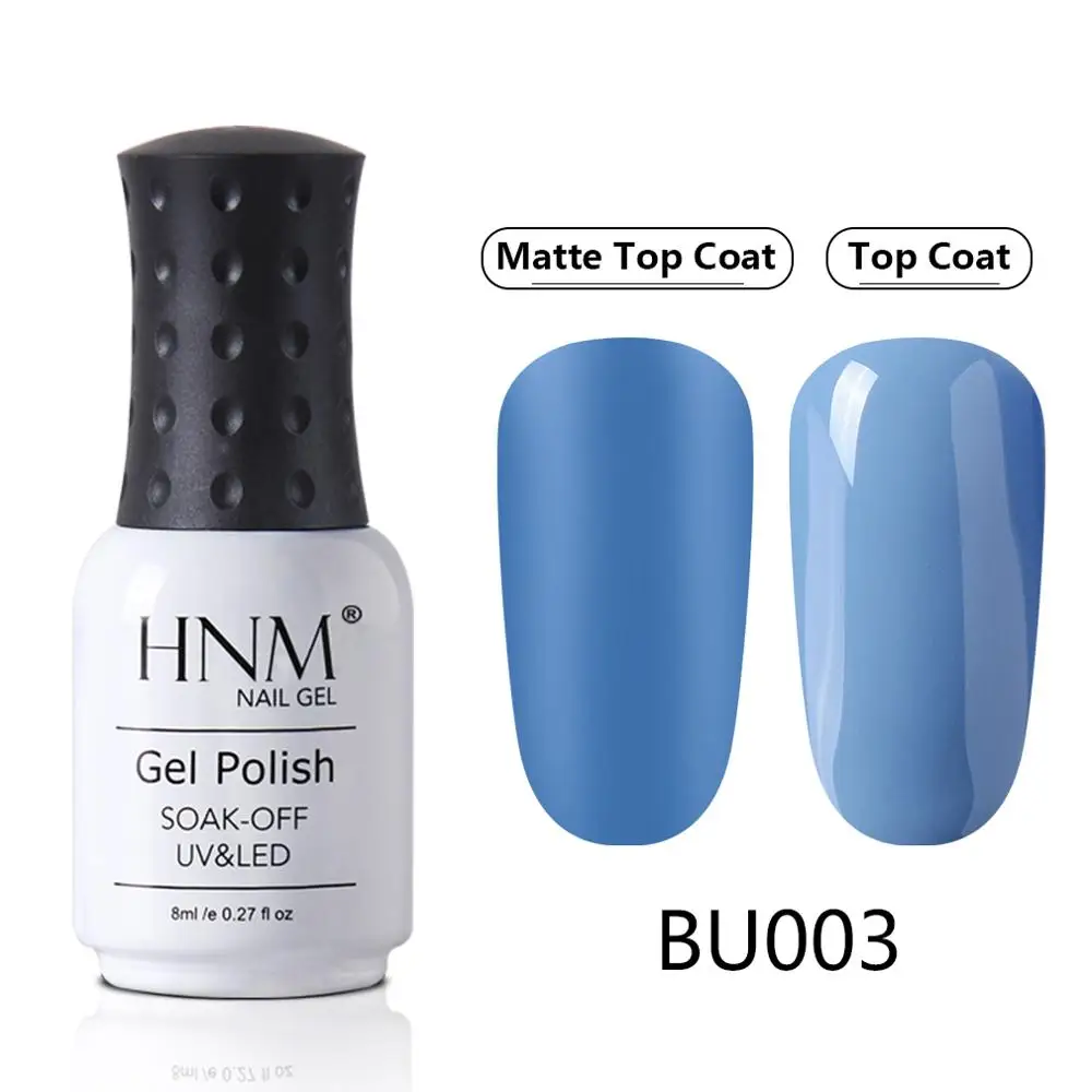 BU003 HNM Blue Purple Matte Effect Gel Nail Polish Need Matt Top Coat Base Semi Permanent UV LED Lamp Hybrid Varnishes Lacquer Gellak - Цвет: BU003