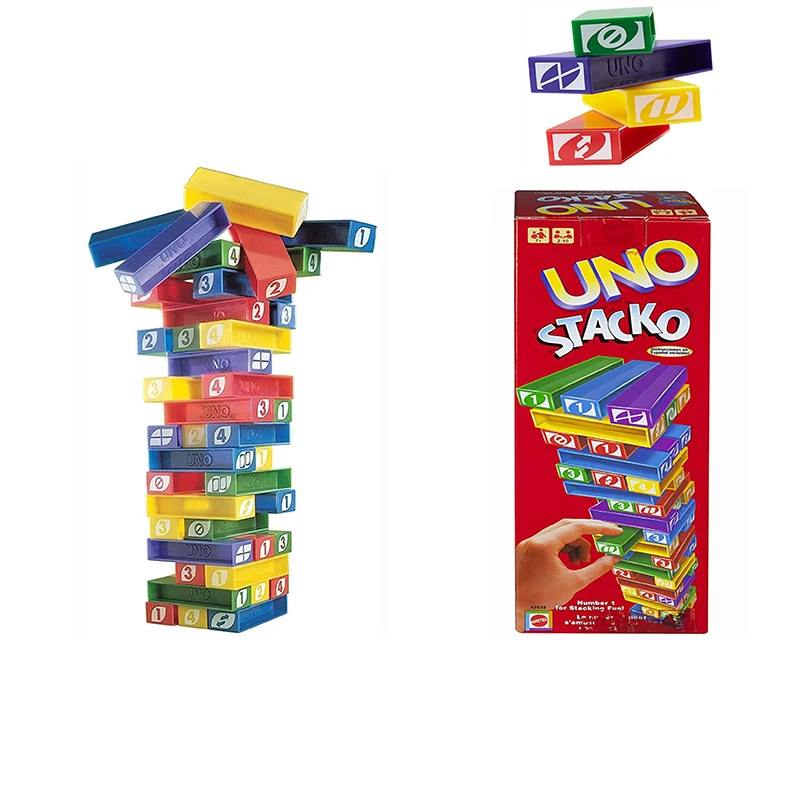

Mattel UNO Stacko карточные игры для семейного развлечения Веселая Игра В Покер для вечерние игрушки игральные карты подарок