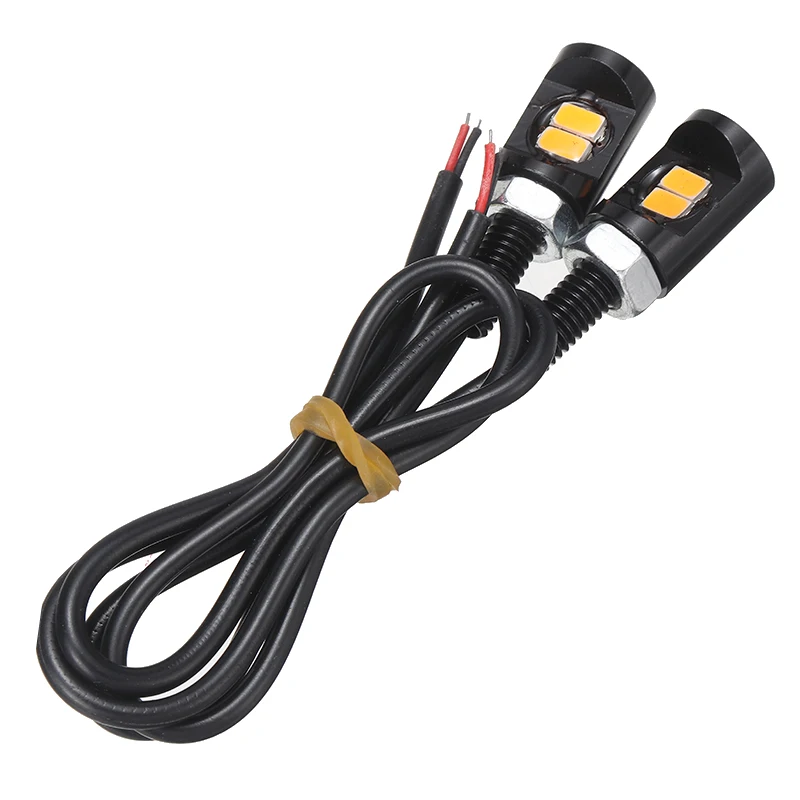 Mayitr 2 шт. 12V Алюминий Авто Янтарный 2LED номерного знака светильник винт лампа на