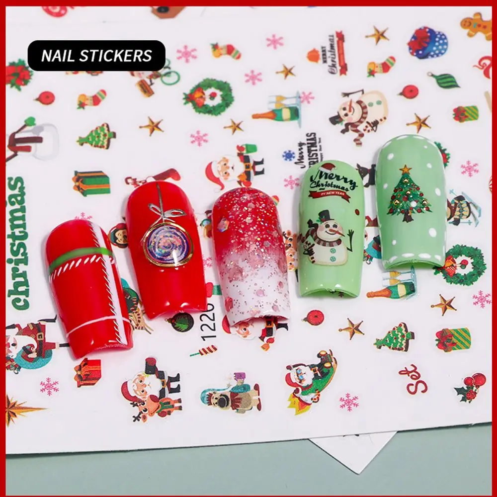 

2021 New Christmas Nail Art Sticker Winter Snowflake Elk Santa Claus DIY Glue Three-dimensional Nail Art Sticker