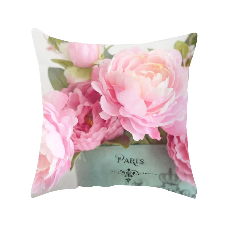 

New Polyester Cushion Cover Pillowcase American Country Rose Mediterranean Pillow Case Decor Sofa Throw Pillows Room 45 * 45cm