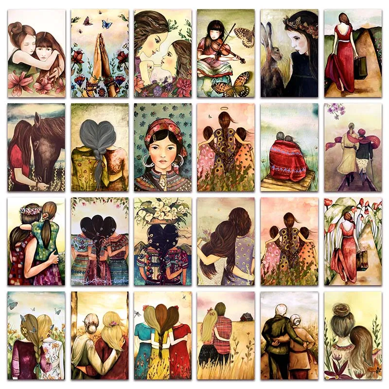 

New 5D DIY Diamond mosaic Mother child sister Full Diamond painting embroidery picture couple cross stitch Home decor E074