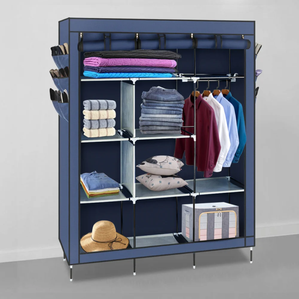 

69 Inch High-leg Non-woven Fabric Closet Assembled Cloth Wardrobe Beige