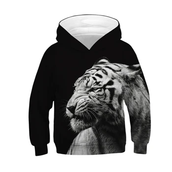 3D WOLF Boys Sweatshirt Hoodies Teens Spring Autumn Hooded Coat For Boys Kids Clothes Children Long Sleeve Pullover Tops - Цвет: TZ086-Black