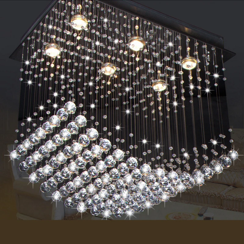

Modern Luxurious K9 Crystal Ball Ceiling Lamps Dining Room Hanging Light Living Room Hotel Deco LED Warm White Dimming Fixture