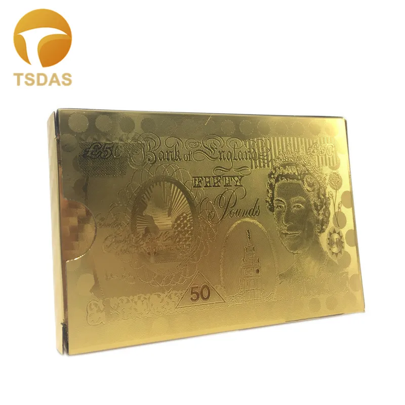 Одна палуба пластиковые карты покер с Великобритании 50 фунтов версия 24K Золотая