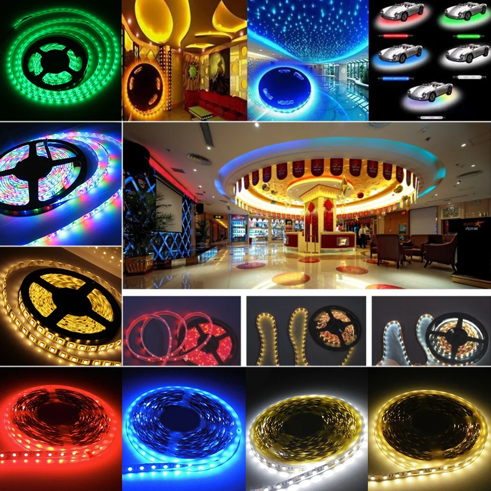 

Multi-color 5m RGB 3528/5050 SMD Waterproof 300 LEDs Light Strip Flexible Strips 12V Power Supply Xmas Party Home Decor