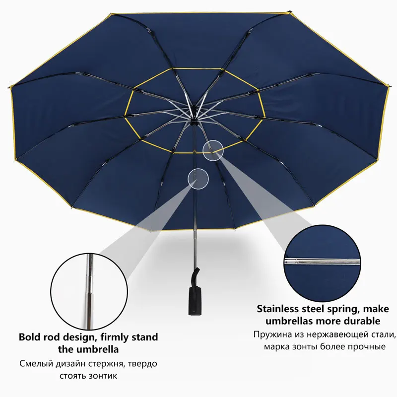 Высококачественный автоматический двойной большой зонт 120 см от дождя для женщин