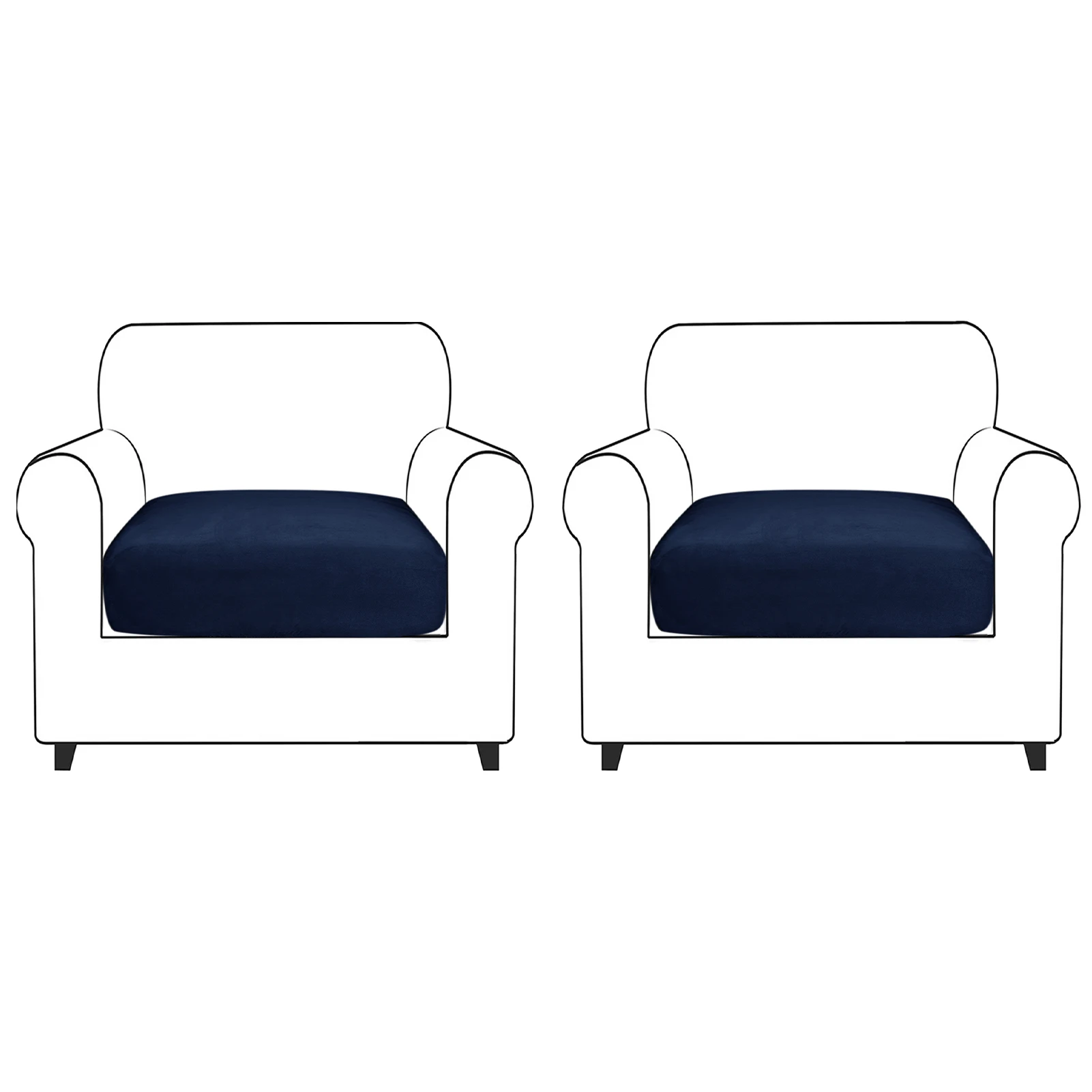 

2pcs Furniture Protector Accessories Non Slip Soft Fashion High Elastic Cushion Cover 1 Seater Artificial Velvet Solid For Sofa
