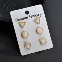 3 pcsset design round triangle earrings girl crystal statement earring elegant asymmetric geometric jewelry earrings er200112