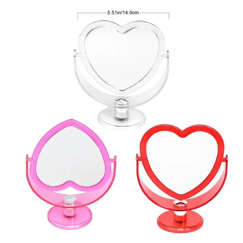 Double-Sided Makeup Mirror Loving Heart Acrylic Desktop Cosmetic For Home Bedroom Make Up | Красота и здоровье