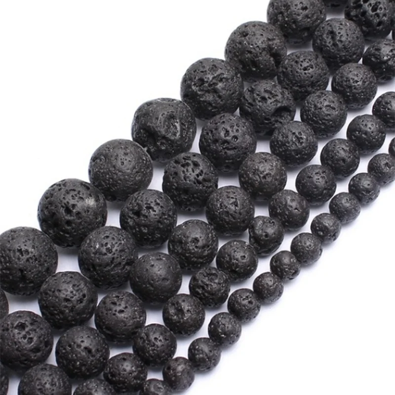 Natural Stone Beads Black Volcanic Lava Bead for Jewelry Making DIY Bracelet 4 6 8 10mm black lava natural stone beads bracelets for women vintage design volcanic rock tiger eye bead strand bracelet men jewelry gifts
