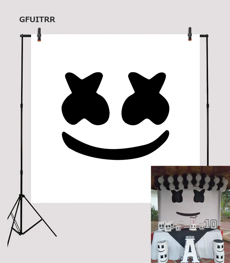 GFUITRR Marshmello фотография фон день рождения ребенка душ Хэллоуин фото черный и белый