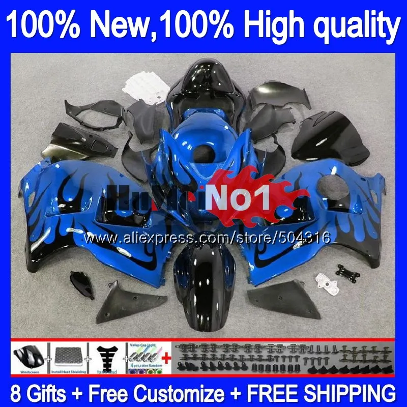 

Hayabusa For SUZUKI GSX-R1300 1996 1997 1998 99 00 01 27MC.75 Blue & flames GSXR 1300 GSXR1300 96 97 98 1999 2000 2001 Fairings