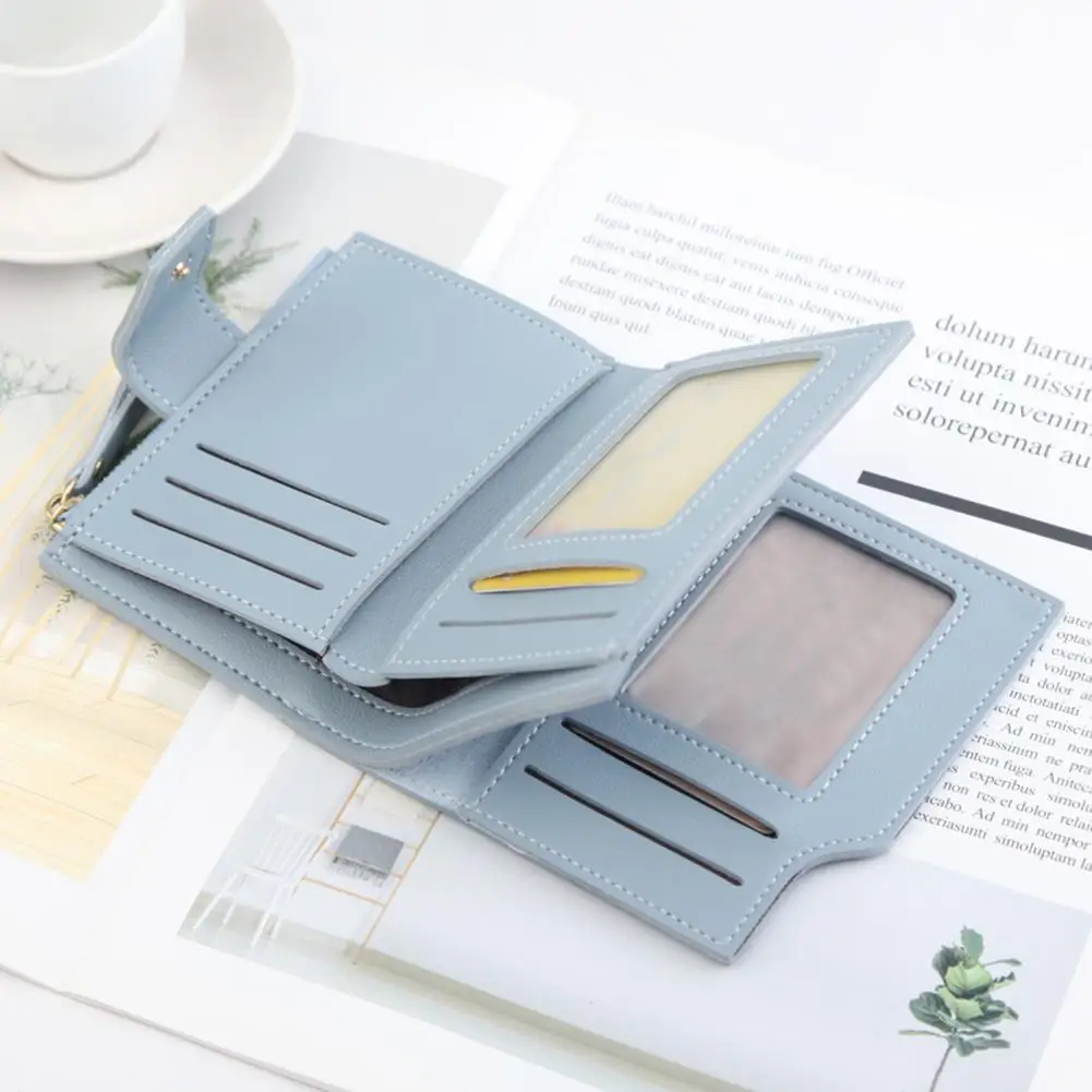 

Wallet Zipper Photo Holder Solid Color Blocking Luxury Card Holder Organizer Women Clutch Purse