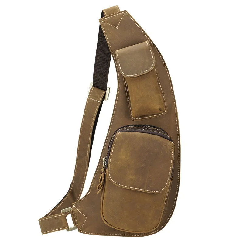 Мужская нагрудная сумка из воловьей кожи новинка 2020 мужская повседневная
