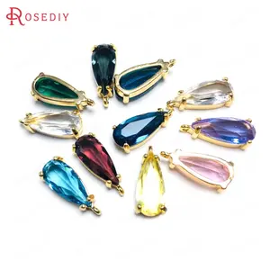 (37099)6 шт. 16x8 мм 24 к шампанское золото цвет латунь и стекло длинные подвески в форме капли Подвески для изготовления ювелирных изделий Diy фурнитура
