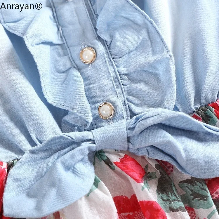 Baby Girl Dress Kids Princess Bowknot Flower Summer Children Sleeveless Christmas Girls Denim Floral Dresses Party | Детская одежда и