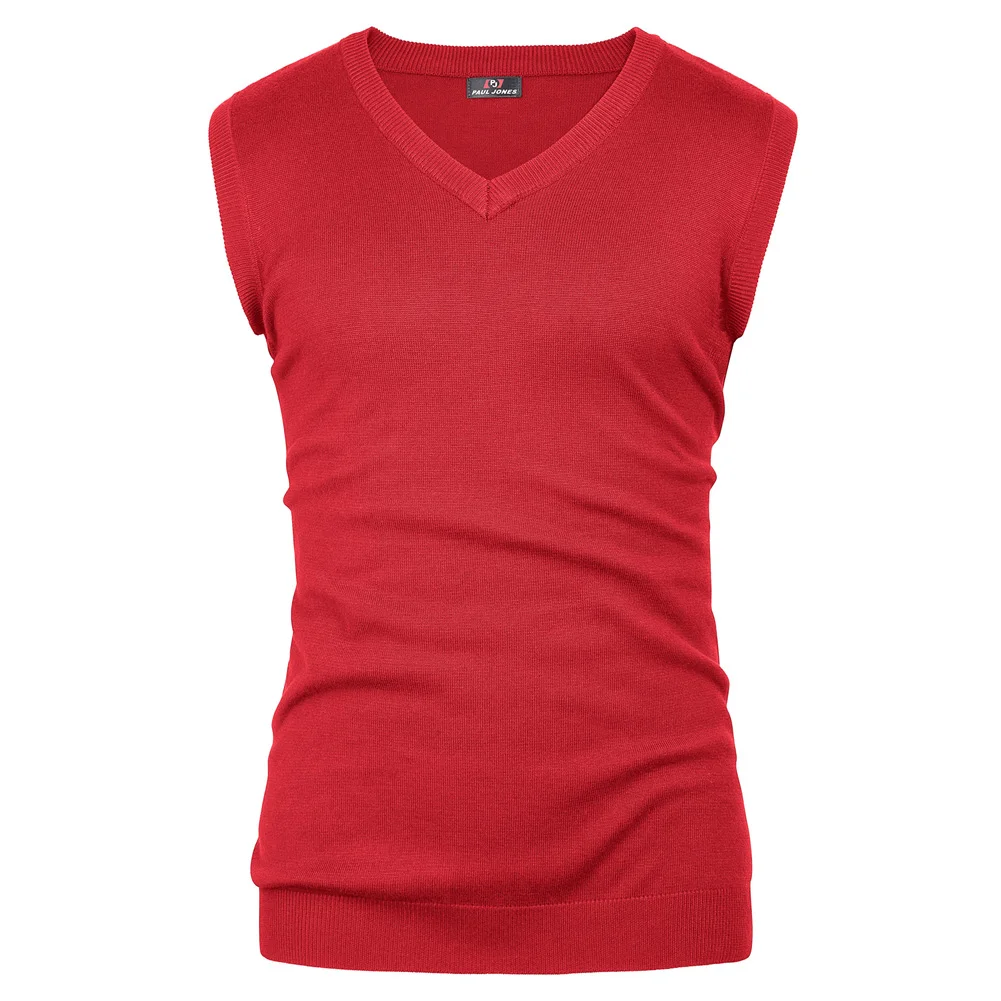 Мужские Облегающие джемперы однотонный удобный мягкий пуловер без рукавов с v