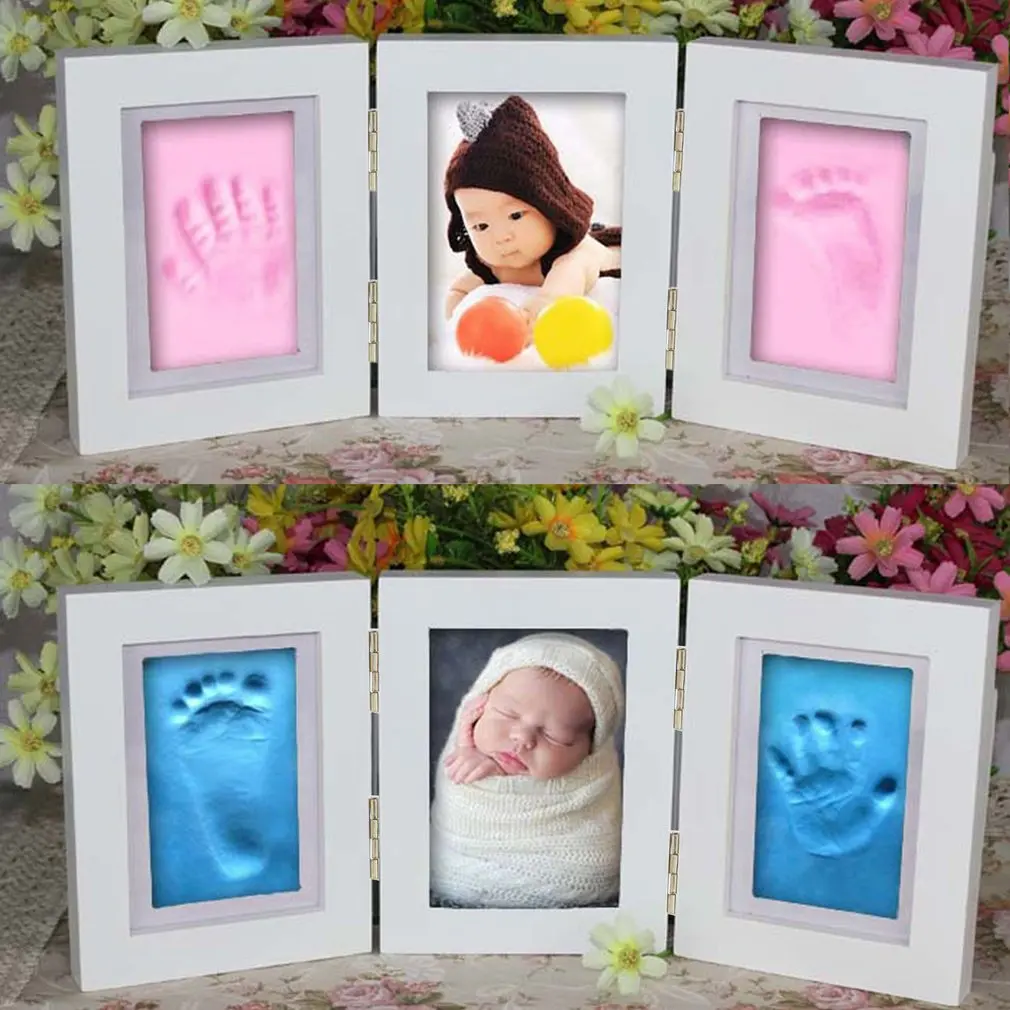 OUTAD Милые 3D DIY детские фоторамки отпечаток руки мягкая глина безопасная
