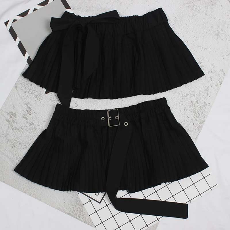 

[EAM] Black Pleated Irregular Split Joint Long Wide Belt Personality Women New Fashion Tide All-match Spring Autumn 2021 1DC767
