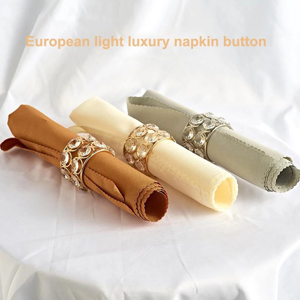 

6pcs Sparkly Crystal Napkin Holders Rings Buckles for Wedding Centerpieces