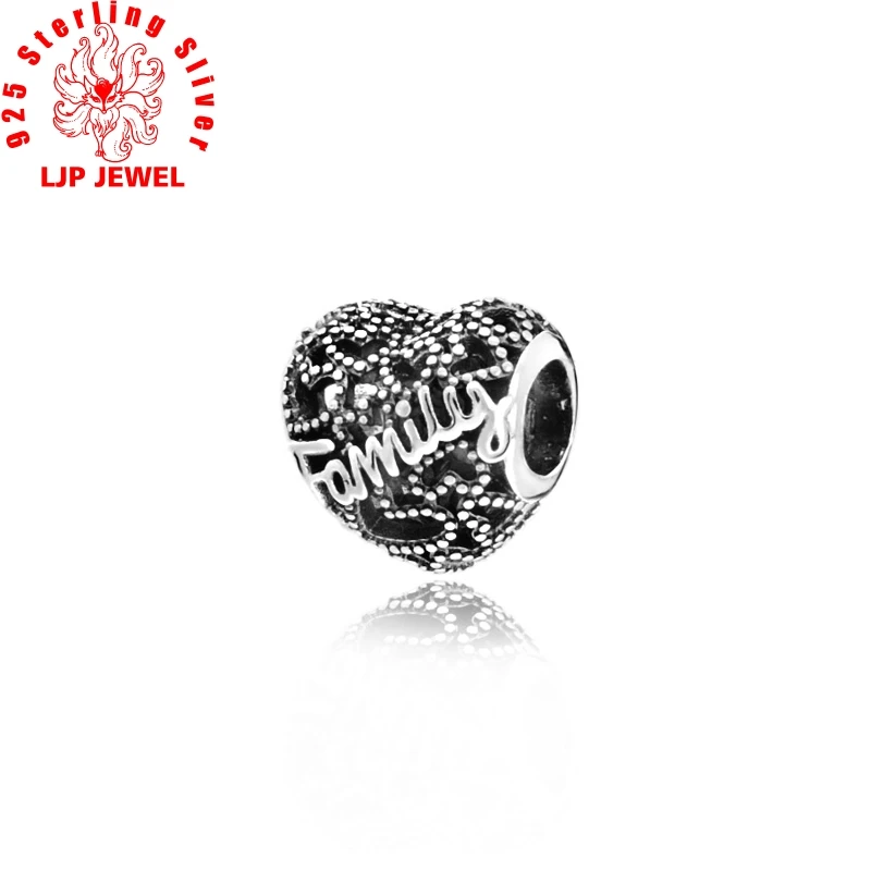 

2019 New 925 Sterling Silver Beads Family Heart Charms fit original pandora Bracelets Women DIY Jewelry