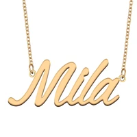 mila name necklace for women stainless steel jewelry 18k gold plated nameplate pendant femme mother girlfriend gift