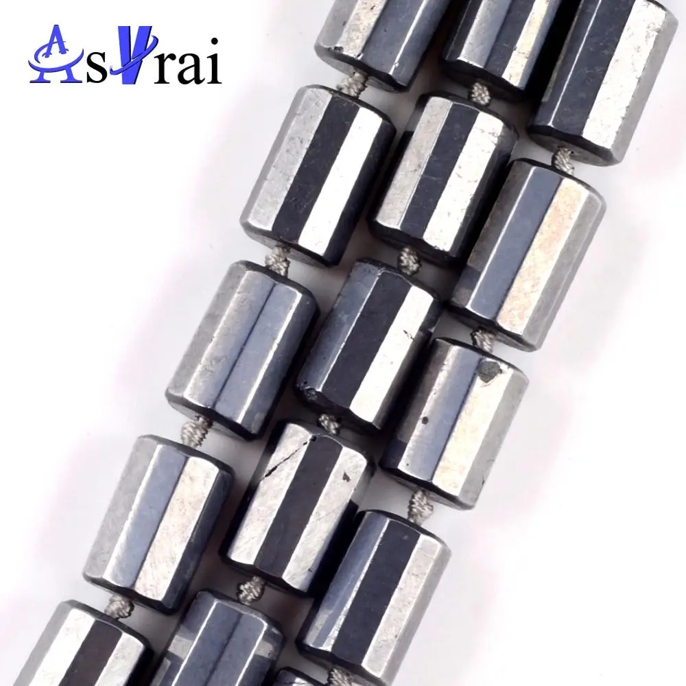 

Natural Titanium Magnet Faceted Stone Column Shape Beads For Jewelry Making Spacer Loose Beads 15*10mm Diy Bracelets 15inches