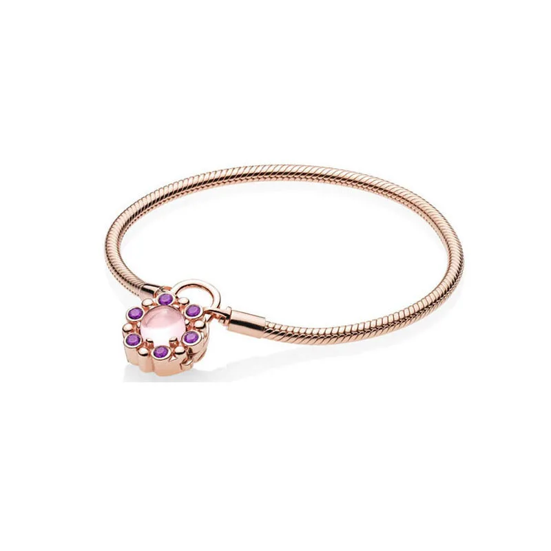 

925 Sterling Silver Original Pan Moments Rose Gold Heraldic Radiance Padlock Clasp Bracelet For women Beads Charm Jewelry Gifts