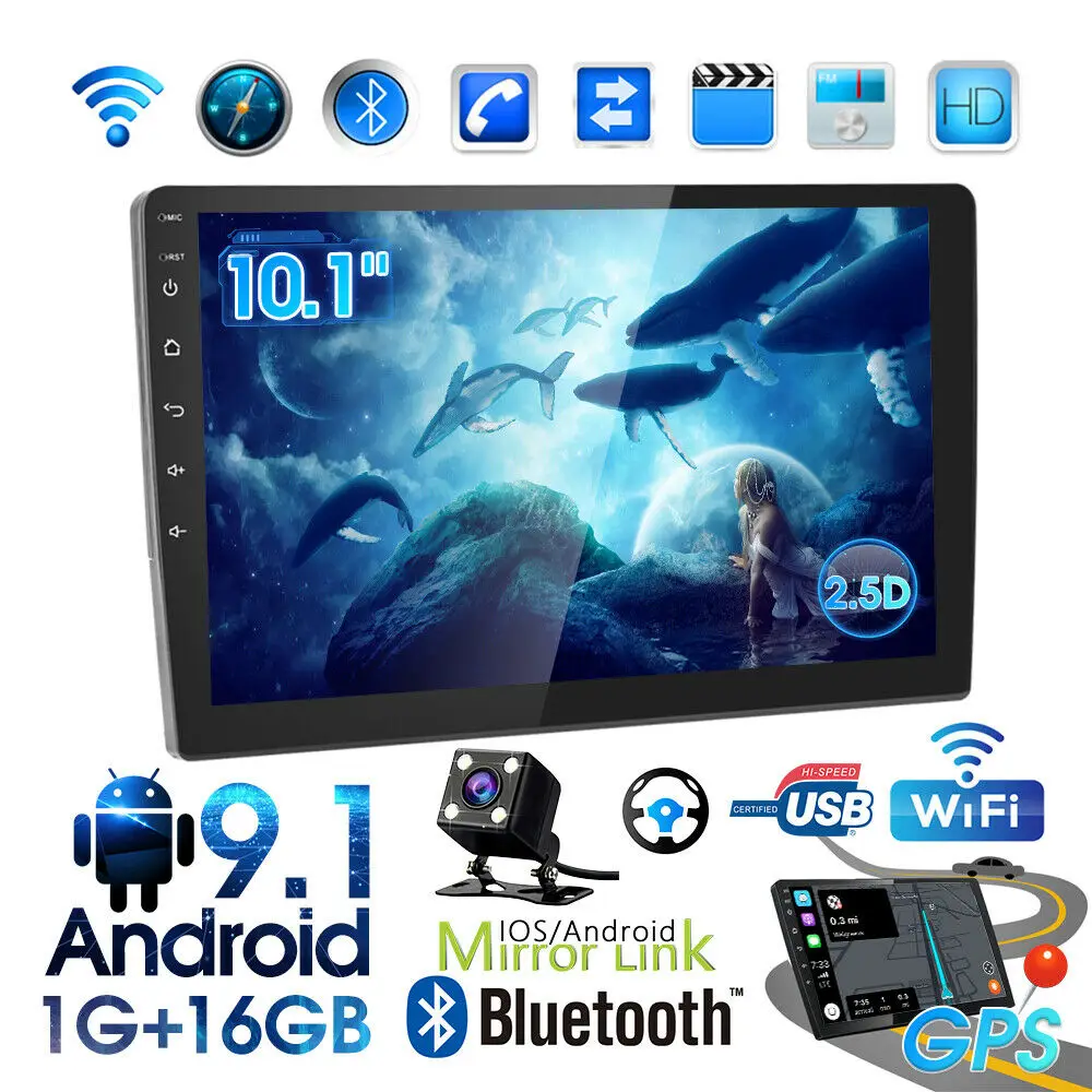 

Автомагнитола 2DIN, HD 10,1 дюйма, Android, GPS-навигация, Wi-Fi, Sat, MP5, плеер Mirror Link, мультимедийный видеоплеер с камерой заднего вида