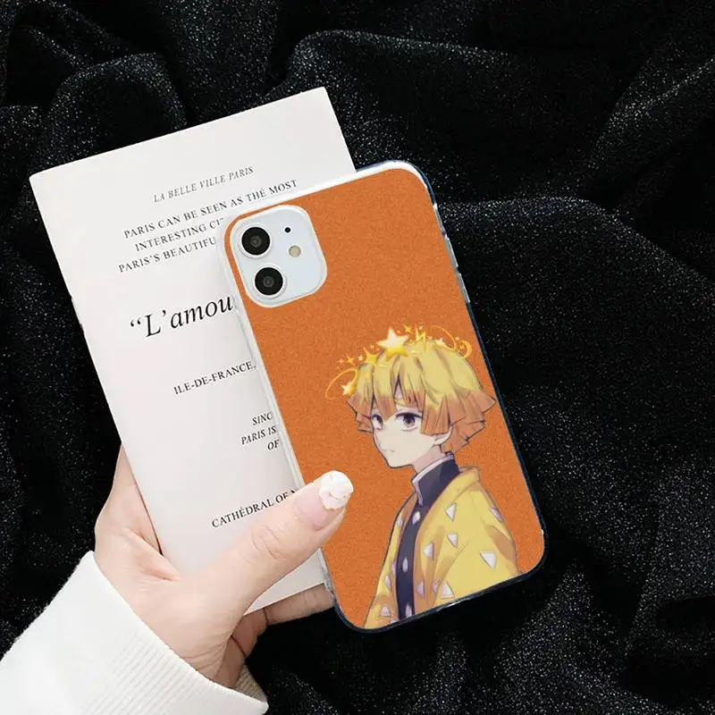 

Anime Demon Slayer Agatsuma Zenitsu Phone Case Transparent for iPhone 6 7 8 11 12 s mini pro X XS XR MAX Plus cover funda shell