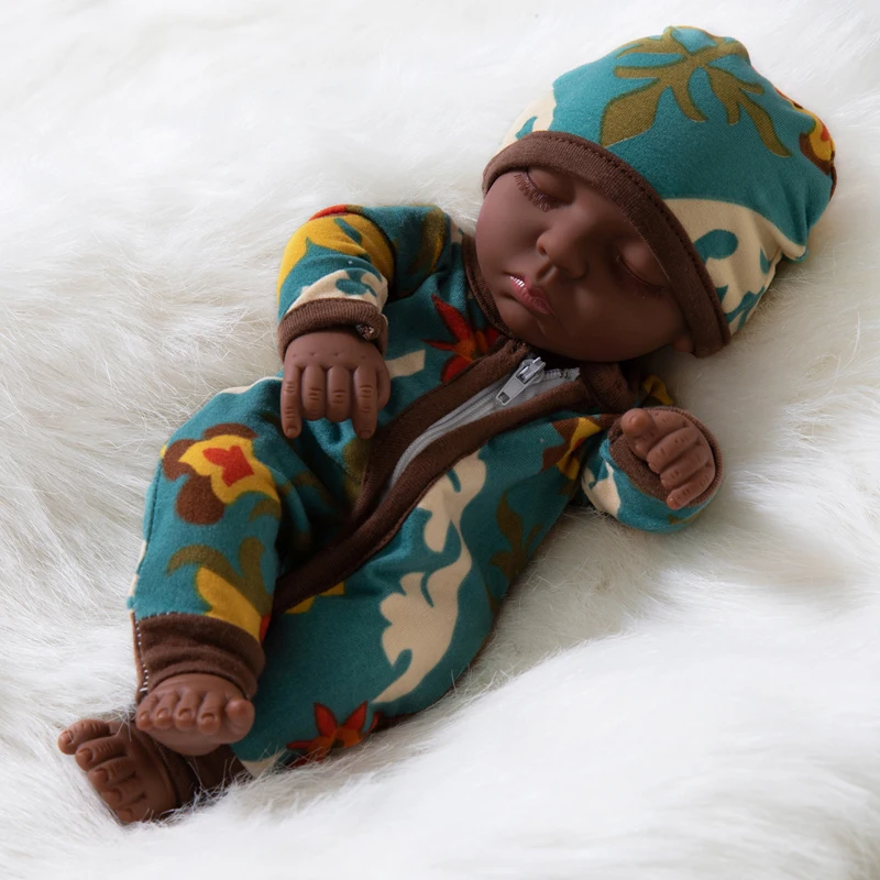 

10Inch Full Body SIlicone Reborn Babies Black African Dolls Vinyl Lifelike Newborn Baby Doll Bath Toy Gift juguetes para Ninas