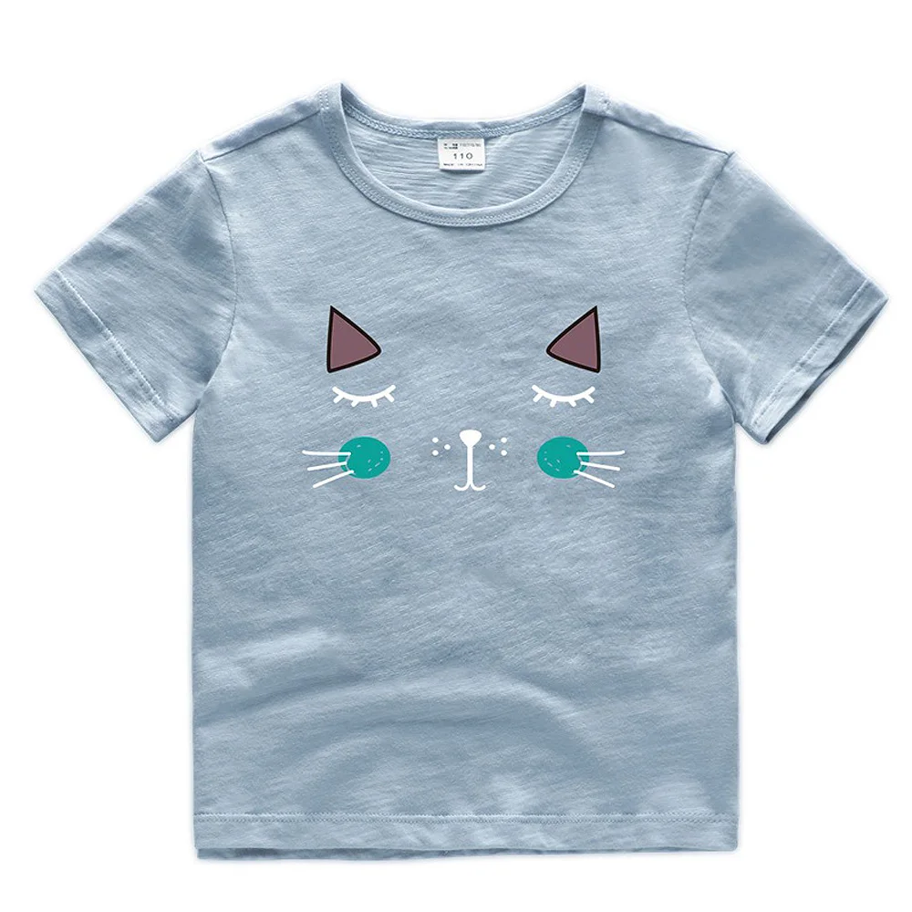 Summer unisex Children's Christmas Boys Clothes Baby Girls Cotton Solid Color Kids Casual Geometry Printing T-Shirt Top Tee | Детская