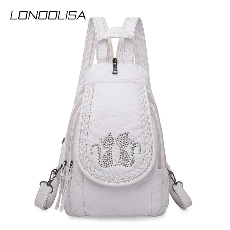 Новинка Мягкая женская обувь Кожаная рюкзак 3 в 1 с милым котом для женщин