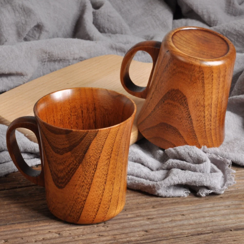

280ML Natural Jujube Wood Cup Handmade Wooden Coffee Beer Mugs Breakfast Beer Milk Drinkware Tea Cup Home Decor, 4PCS