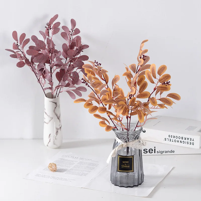 

45cm5fork Jujube Leaves, Artificial Plants, New Year Home Decoration, Flower Arrangements In Vases on The Desktop, Wedding Guide