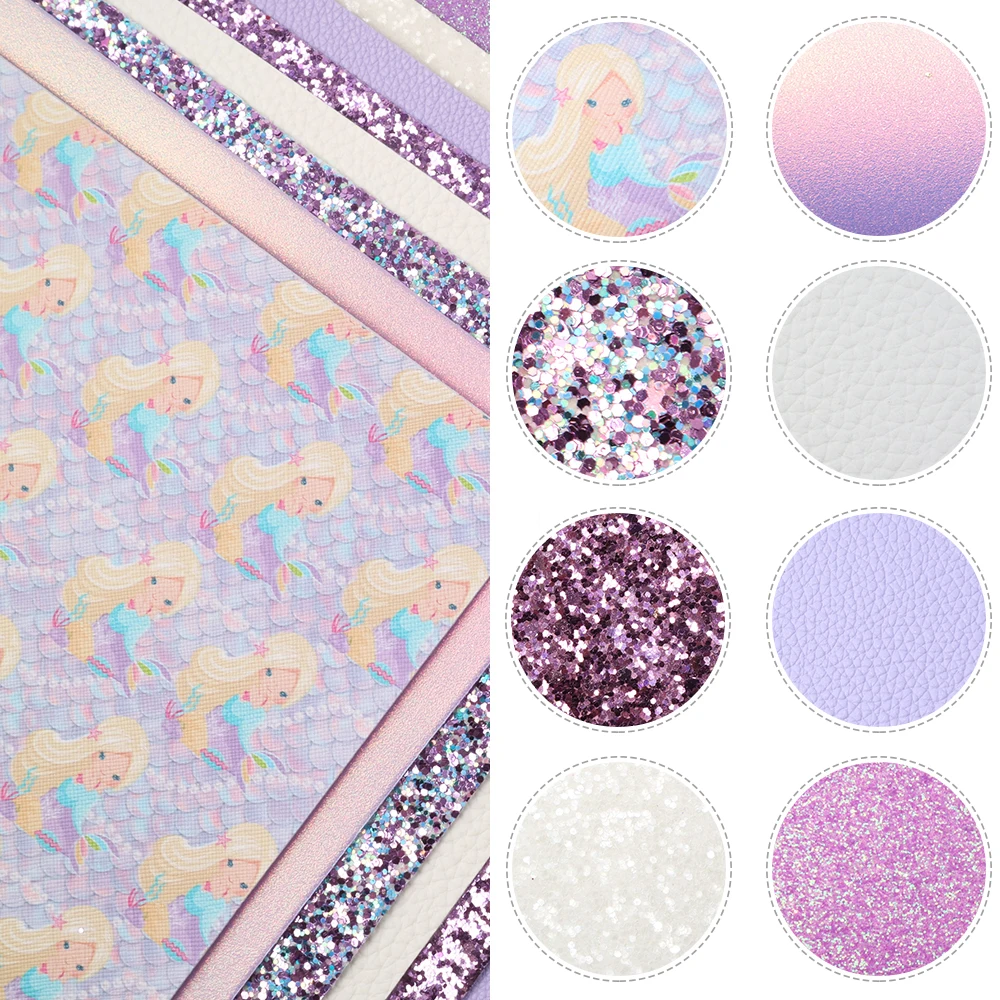 Ткань из искусственной кожи с принтом Принцесса океана для бантов кожаные листы