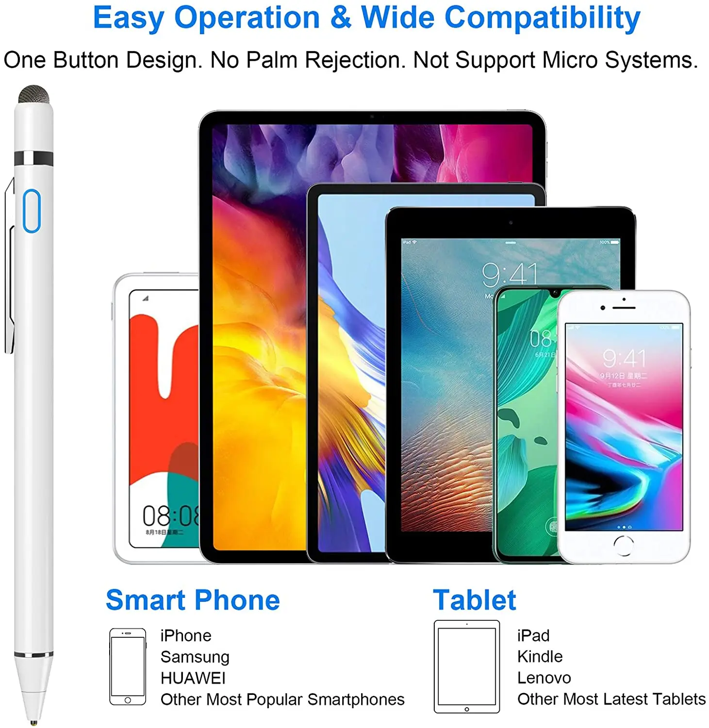 universal capacitive active stylus touch screen pen smart iosandroid apple ipad phone pencil touch drawing tablet smartphone free global shipping