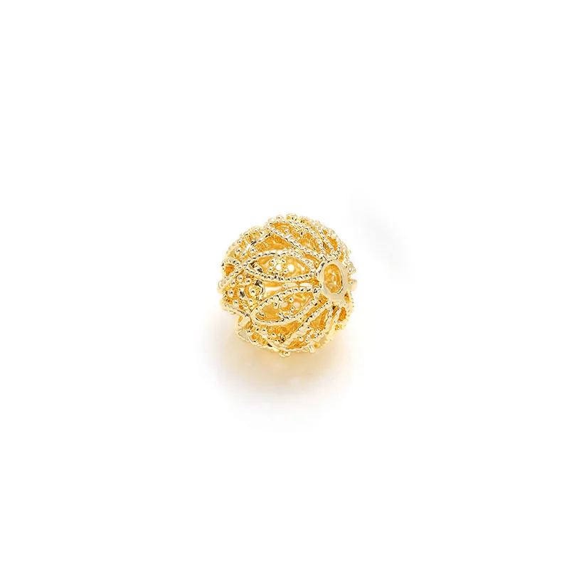 

2pcs/lot Gold Color 11mm Round Copper Hollow Spacer Charm Beads 2mm Hole Charm Bead for DIY Bracelet Jewelry Making Findings