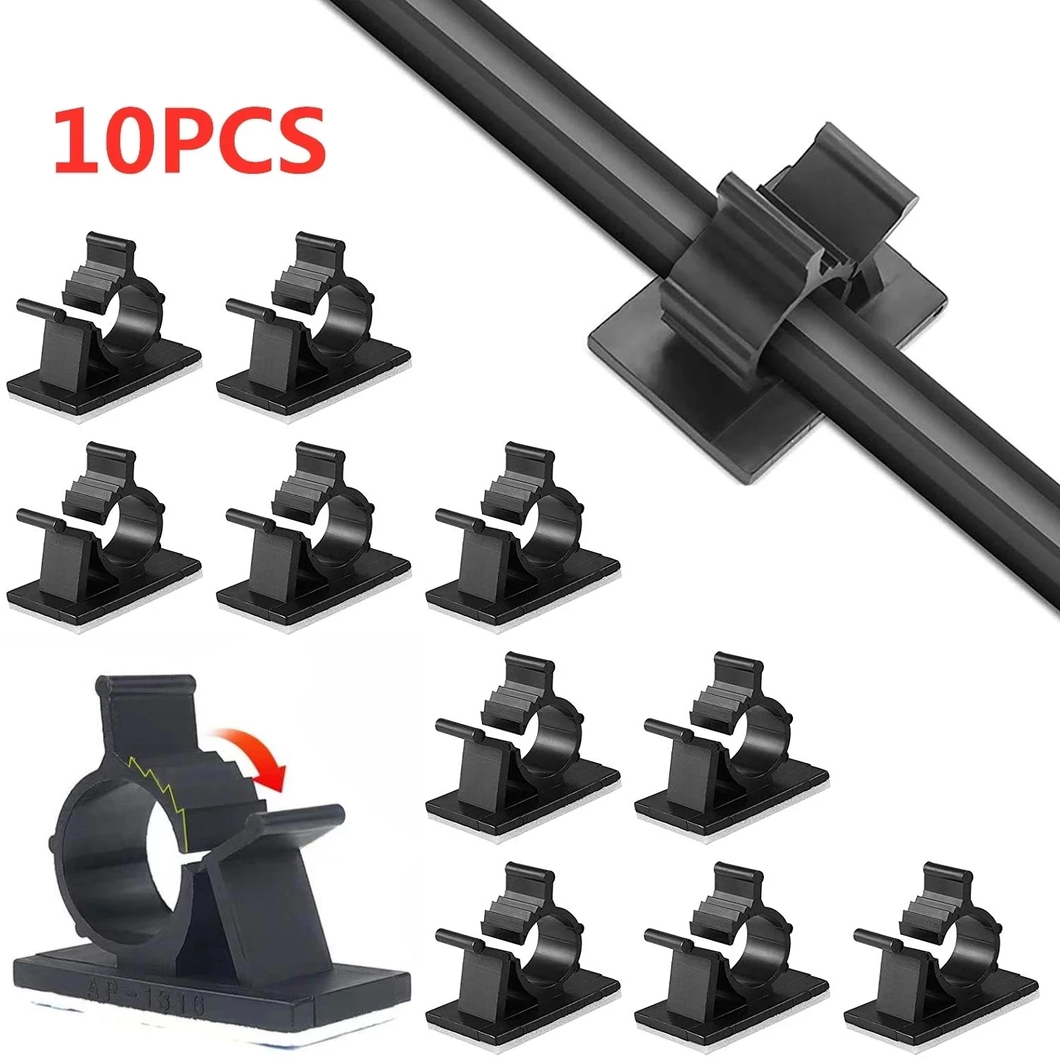 

10Pcs/Pack Adjustable Self-Adhesive Wire Cable Ties Mounts Clamp Clip Organizer Holder Cable Cord Wire Tie Fixer Car