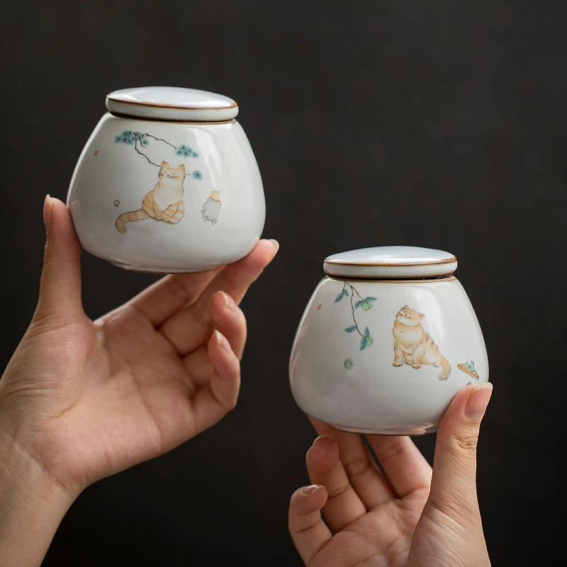 Креативная керамическая банка для чая с милым котом большой емкости чайные