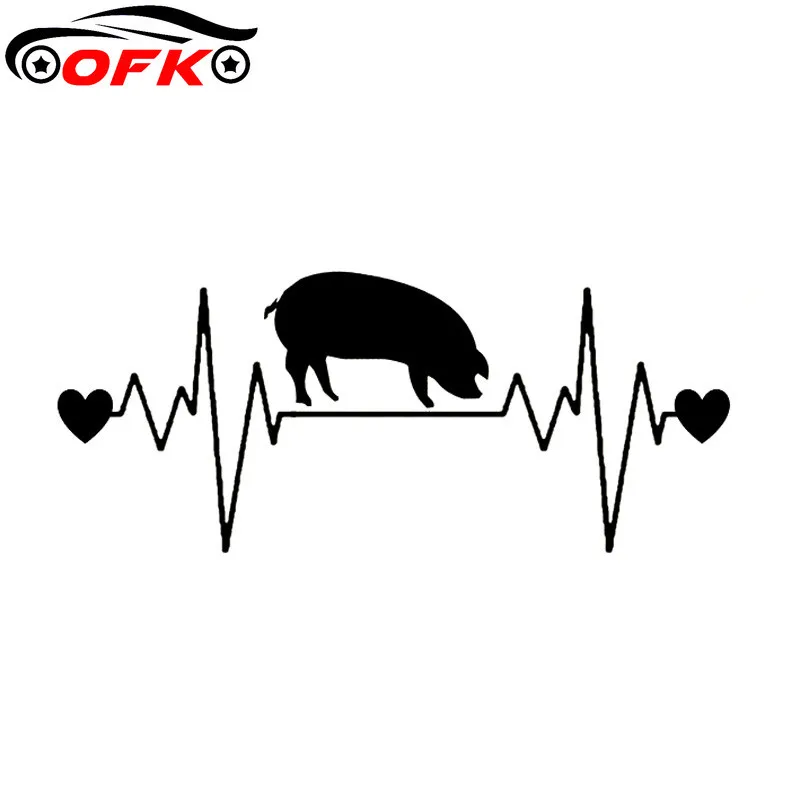 

Car Stickers Decor Motorcycle Decals Cool Pig Boar Heartbeat Decorative Accessories Creative Sunscreen Waterproof PVC,17cm*8cm