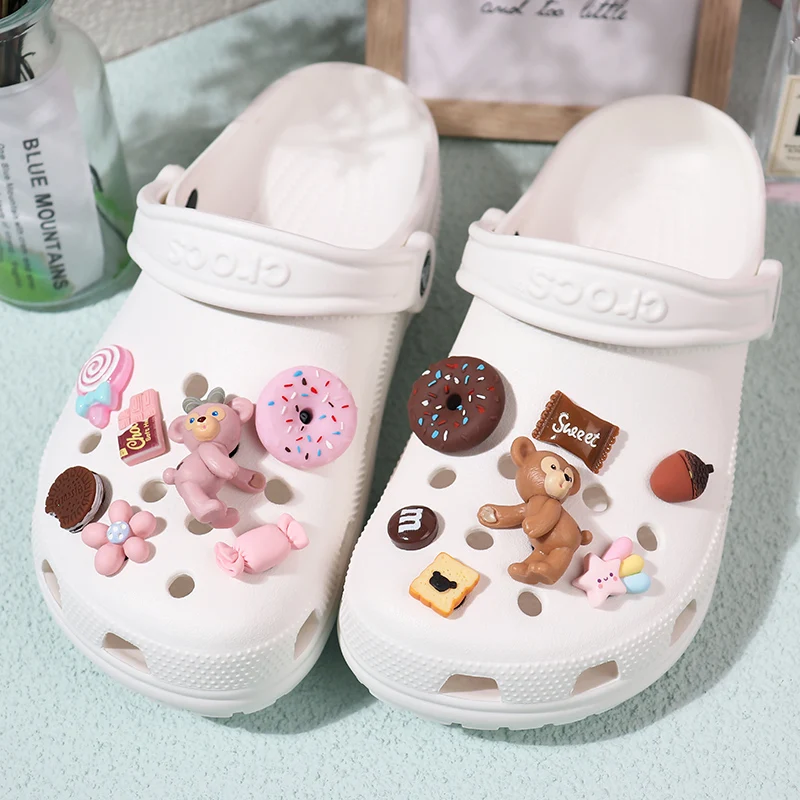 

High Quality Cartoon Croc Charms Designer For Women Girl Clog Sandals Shoe Decoration Cute Bear Croc Jibz Kids Gift